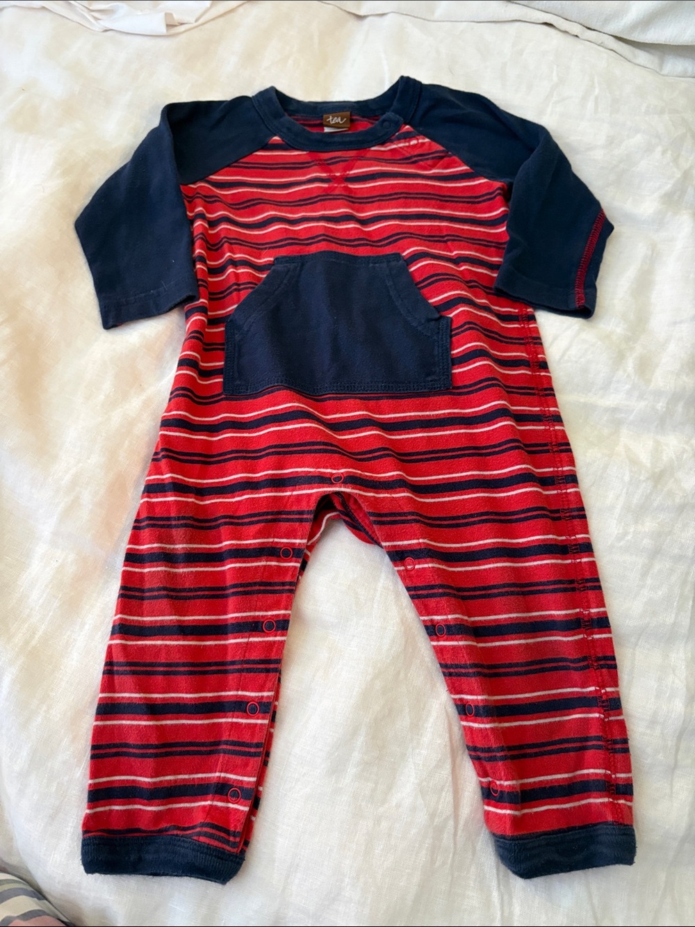 Tea Collection Red & Navy Striped One-Piece Bodysuit